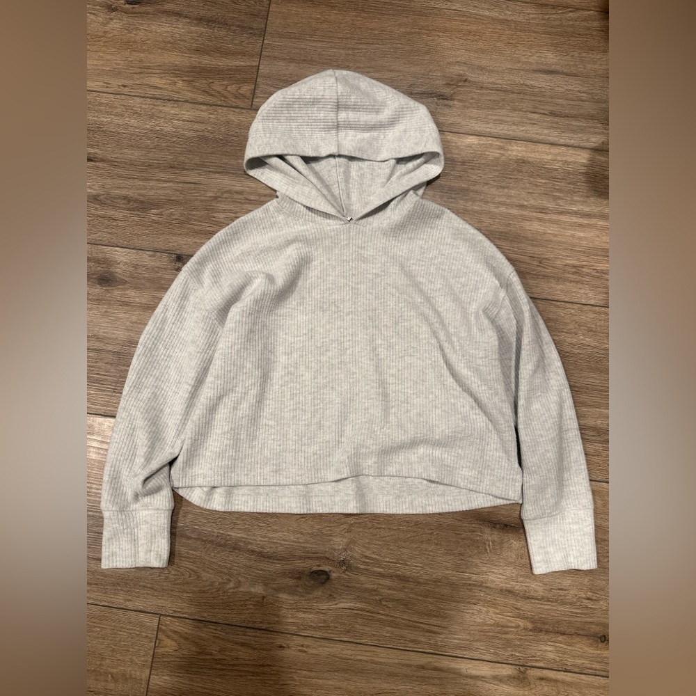 Old Navy Girls Ribbed Hoodie Size M 8 Gray Long Sleeve Pullover